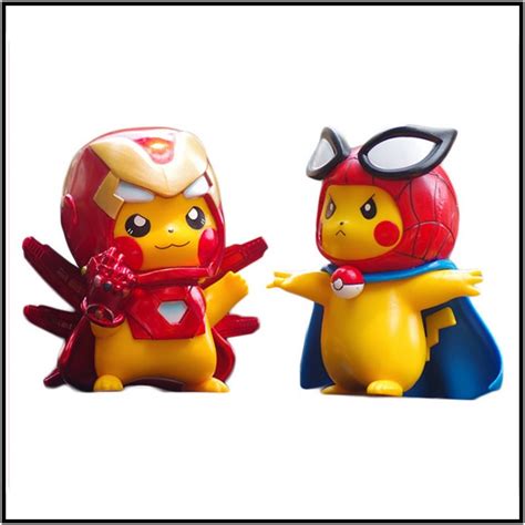 CI Pikachu Cos Spider-Man Iron Man Car Accessories Decoration Pokemon ...