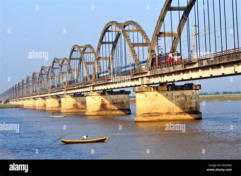 bridge on godavari river andhra pradesh India Stock Photo - Alamy