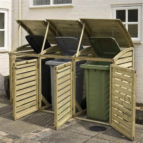 Rowlinson Triple Wheelie Bin Store Natural 230x82x130 cm | Patio ...