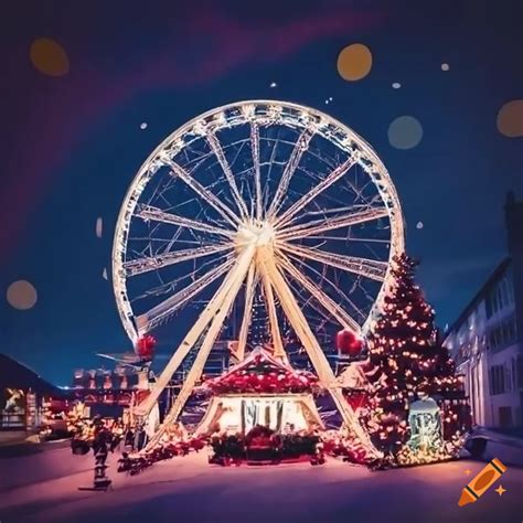 Christmas market ferris wheel at night on Craiyon