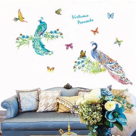 Peacock Wall Stickers 3D Vinyl Wall Decals Home Decor Sticker Living ...