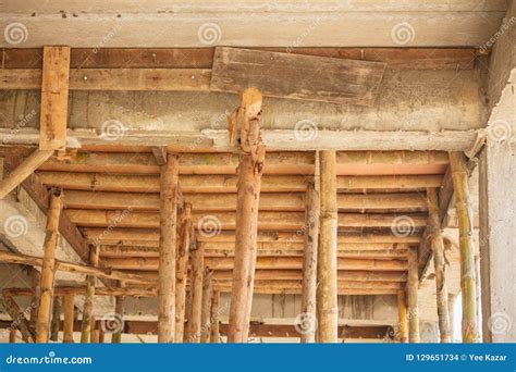 Scaffolding Wood for Small Building Construction Stock Photo - Image of ...