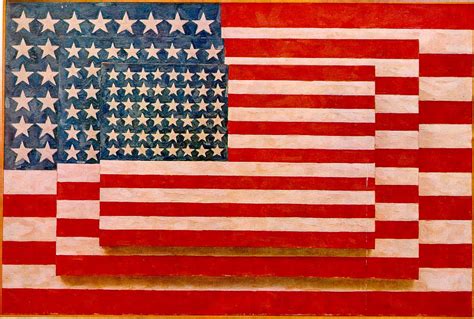 lulz: Jasper Johns 3 Flags with real flags