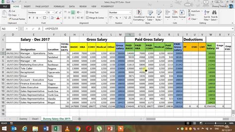 Salary Calculation in Excel | Payroll in Excel | Tutorial - YouTube