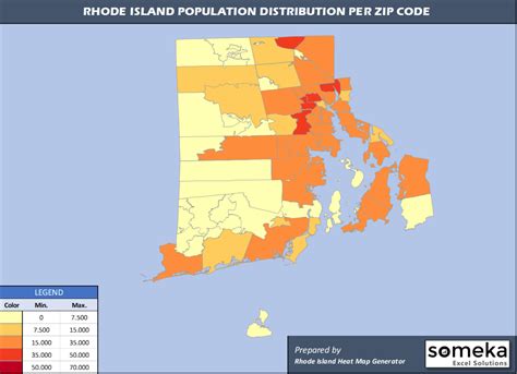 Rhode Island Zip Code Map and Population List in Excel