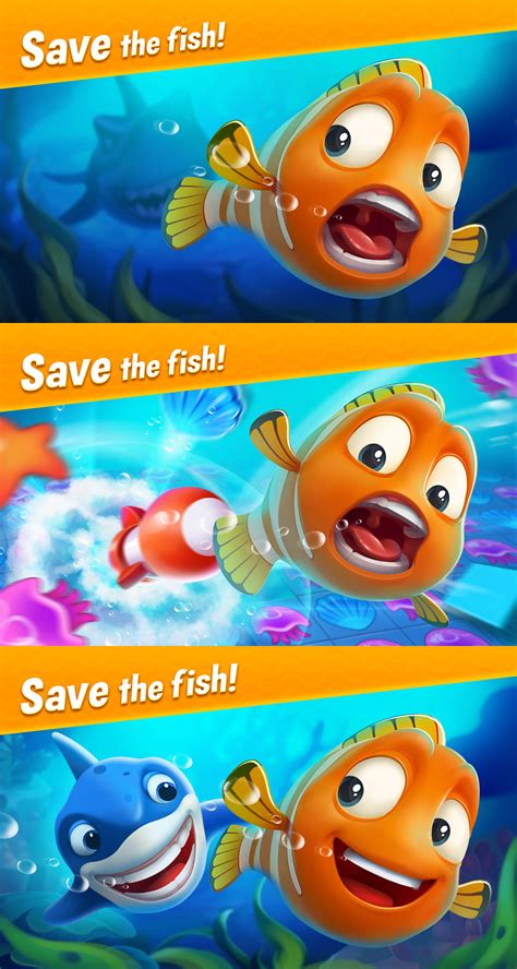 Screenshots for the game "Fishdom" on Behance