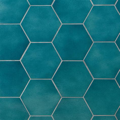 Ivy Hill Tile Appaloosa Carribean Blue Hexagon 7 in. x 8 in. Porcelain Floor and Wall Tile (10. ...