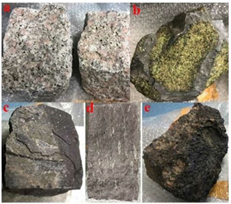 Rock samples used for the image quality test: (a) granite ...