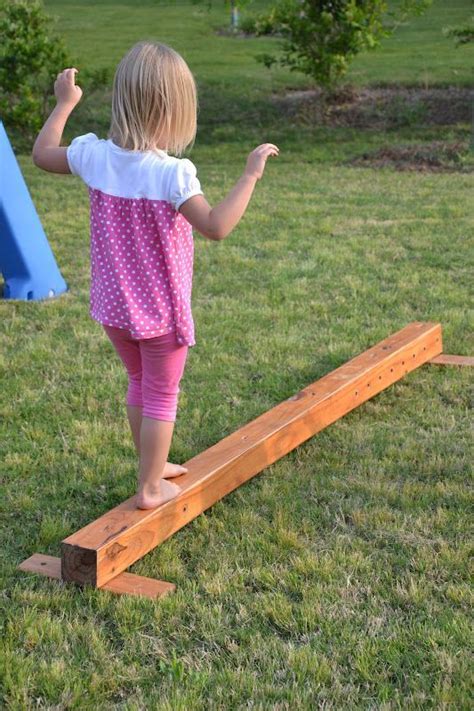 DIY Balance Beam for Preschool- using part of a loft bed. We might have some bunk bed pieces of ...