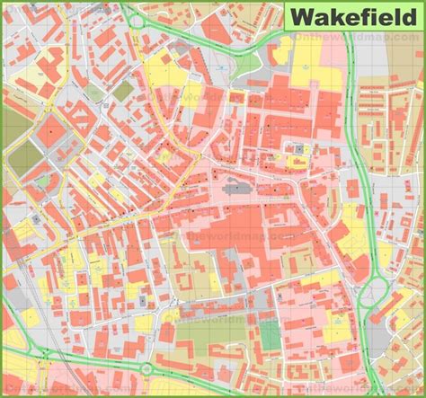 Wakefield city center map | Map, City, Wakefield