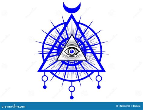 Sacred Masonic Symbol. All Seeing Eye, The Third Eye The Eye Of Providence Inside Triangle ...