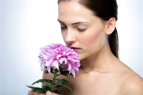 Beautiful Woman Smelling Flowers Stock Photo - Image of nose, aroma ...