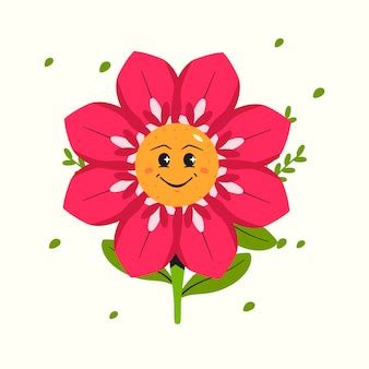 Premium Vector | Flat design smiley face flower illustration