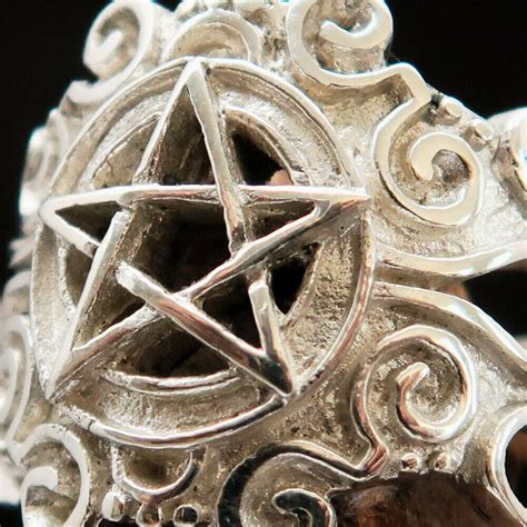 BLACK MAGIC MENS STERLING SILVER SYMBOL RING SORCERER'S PENTAGRAM SIZE ...