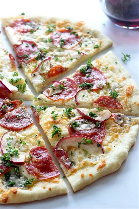 Italian Salami, Apple and Blue Cheese Pizza - a Gourmet Recipe - Delicious on a Dime