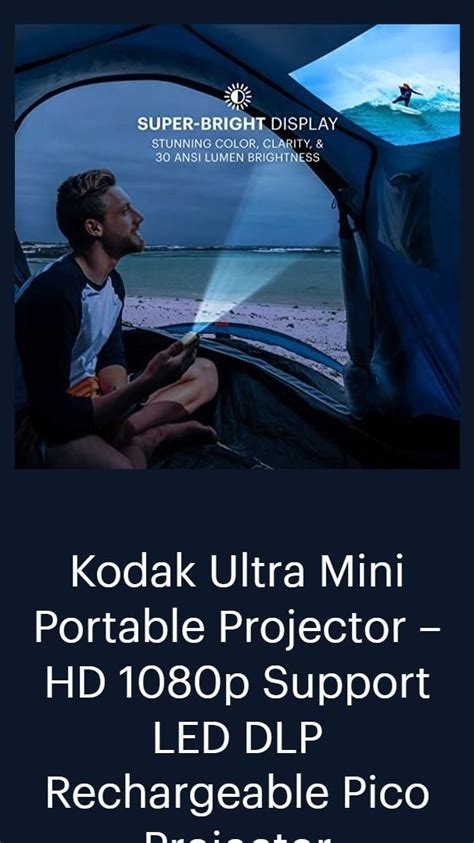 Kodak Ultra Mini Portable Projector – HD 1080p Support LED DLP Rechargeable Pico Projector