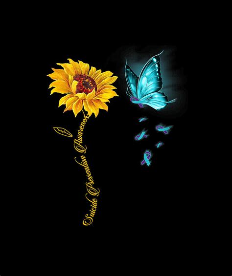 Butterfly Sunflower Suicide Prevention Awareness Digital Art by Huong ...