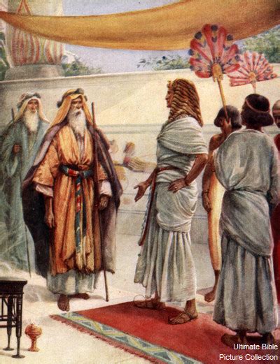 Exodus 5 Bible Pictures: Moses and Aaron appear before Pharoah