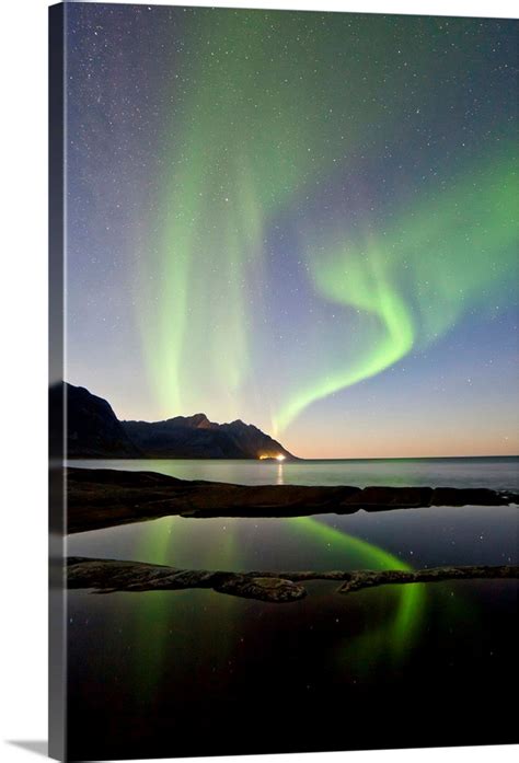 Norway, Troms, Senja Island, Northern lights over Tungeneset Wall Art, Canvas Prints, Framed ...