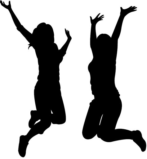 Jumping Girls Silhouette | Free vector silhouettes