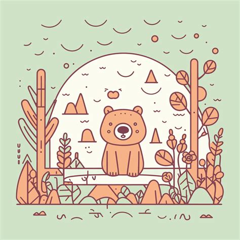 A charming and adorable kawaii bear illustration, perfect for use in ...