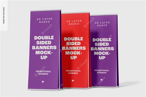 Premium PSD | Double sided banners mockup, perspective