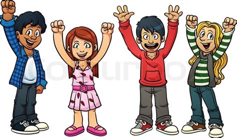 Excited cartoon kids. Vector ... | Stock vector | Colourbox