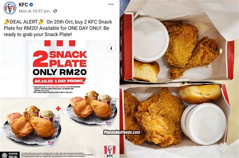 KFC 2 Snack Plates Combo for RM 20 on 20 October 2022