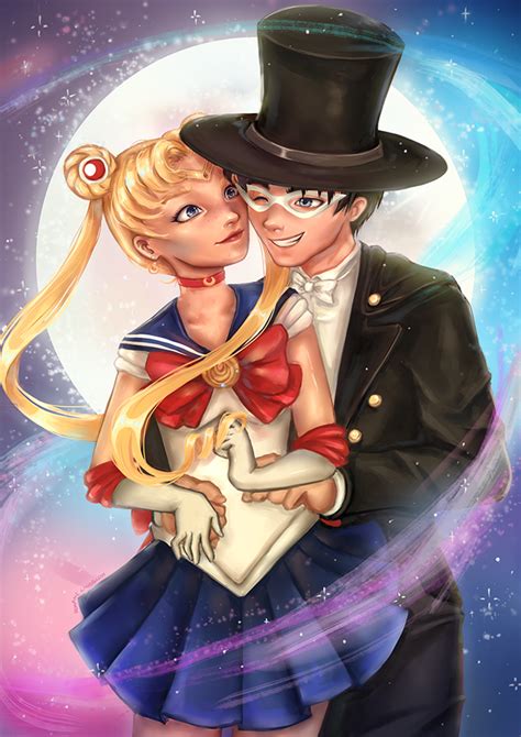 Sailor Moon and Tuxedo Mask by Lindrox on DeviantArt