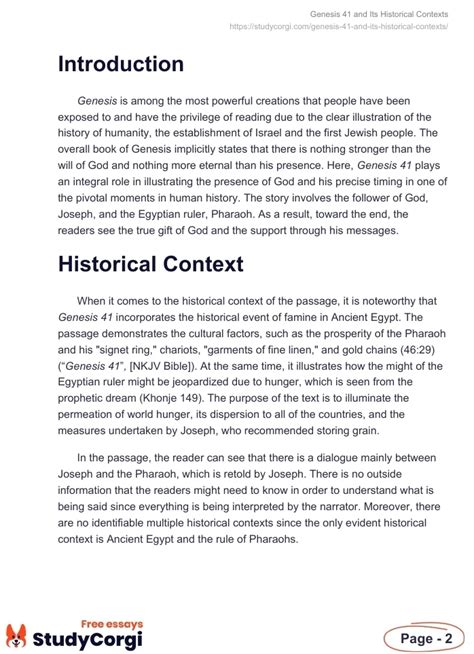 Genesis 41 and Its Historical Contexts | Free Essay Example