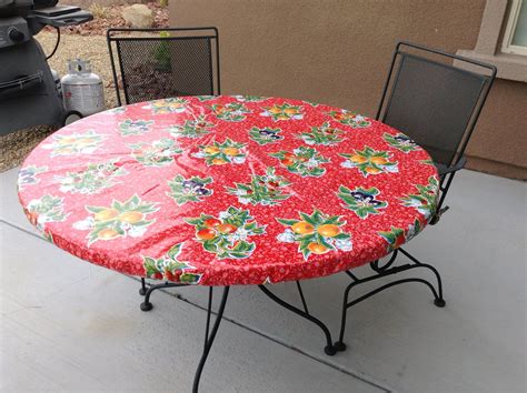 Round Fitted Tablecloth, Square, Rectangle or Round Oilcloth Fitted ...