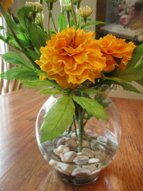 Marigold Flower Arrangement in Acrylic Water Real Look | aftcra