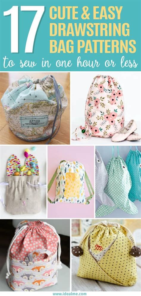 17 Easy Drawstring Bag Patterns to Sew In One Hour or Less - Ideal Me | Drawstring bag pattern ...