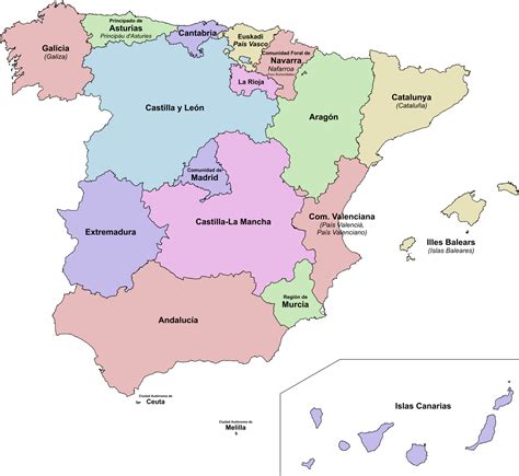 Ampliando y reforzando: Comunidades autónomas españolas y sus provincias