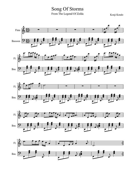 Song Of Storms Sheet music for Flute, Bassoon (Woodwind Duet) | Musescore.com