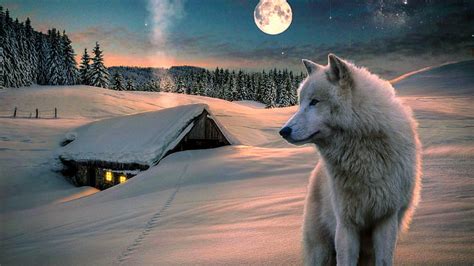 HD wallpaper: The Lone Wolf, silhouette of a howling wolf and two ...