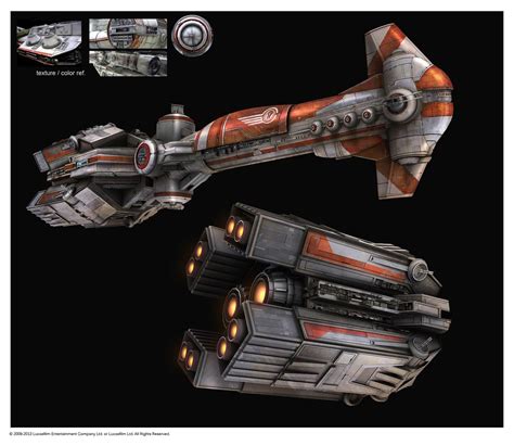 SWTOR – A Thranta-class corvette of the Republic, used years later after Hammerhead-class ...