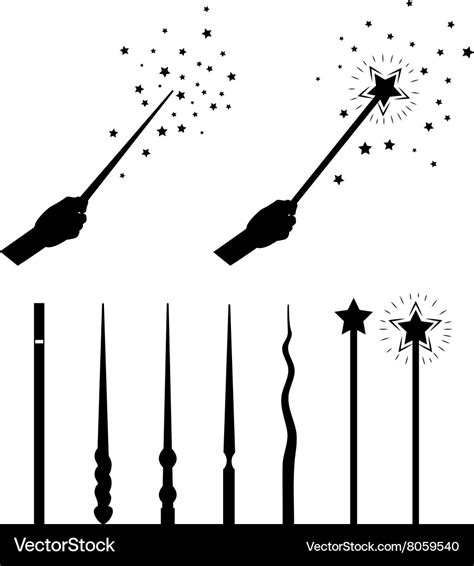 Magic wands set Royalty Free Vector Image - VectorStock