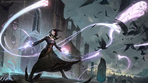 fantasy art, anime, raven, wizard, crow, Magic The Gathering, Liliana ...