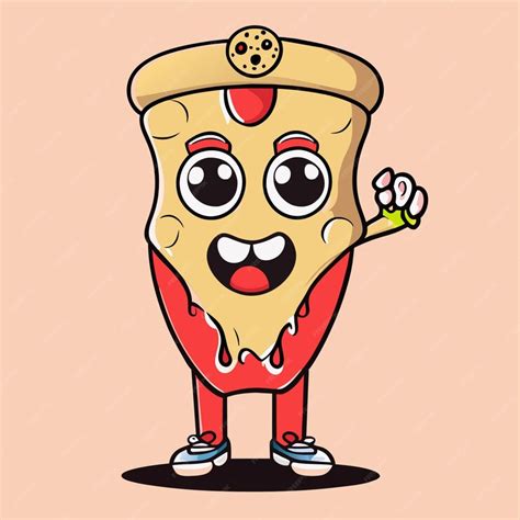Premium Vector | Cute pizza slice wearing glasses with thumbs up cartoon vector icon illustration