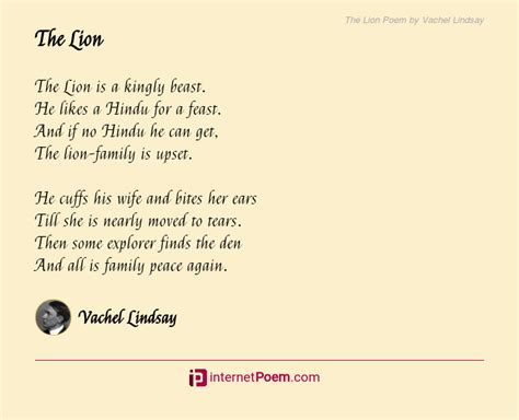 The Lion Poem by Vachel Lindsay