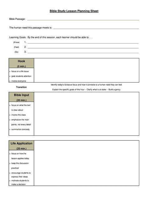 Sunday School Lesson Plan Template - Fill Online, Printable, Fillable ...