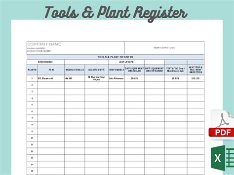 Tools & Plant Register Template, PROJECT MANAGEMENT - Etsy Australia