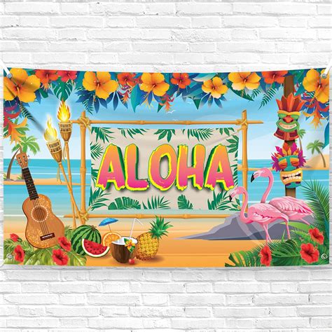 Pancarta grande Aloha, decoración de fiesta Luau de 72 x 44 pulgadas ...