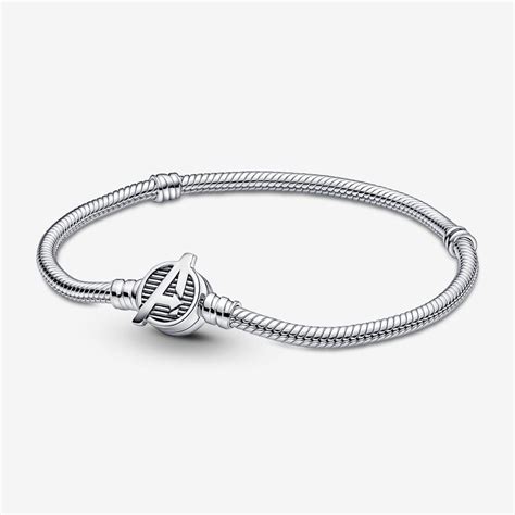 Pandora Moments Marvel The Avengers Logo Clasp Snake Chain Bracelet