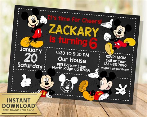 Mickey Mouse Invitation Template Free Download Collection