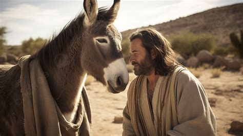 Jesus Speaking To His Donkey Background, Jesus Donkey Picture, Donkey ...