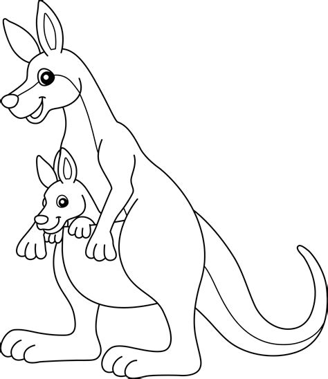 Kangaroo With Kid Coloring Page Isolated for Kids 7066659 Vector Art at Vecteezy