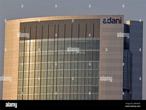 View of Adani corporate office building in Ahmedabad. Adani is a multinational conglomerate ...