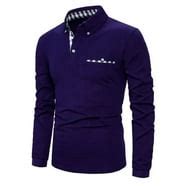 HAOMEILI Men’s Casual Slim Fit Shirts Pure Color Short&Long Sleeve Polo Fashion T-Shirts ...